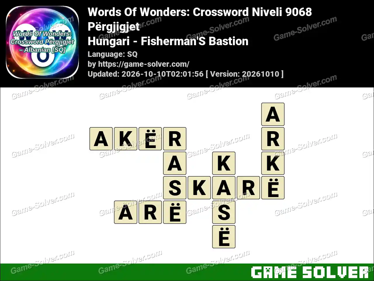 Words Of Wonders: Crossword Niveli 9068 Përgjigjet – Hungari – Fisherman’S Bastion